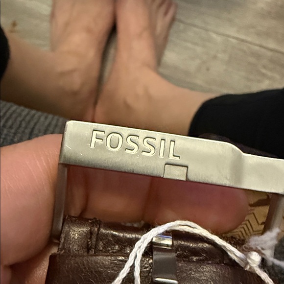 Fossil White Dial with Brown Leather Strap Watch nwot stainless steel.